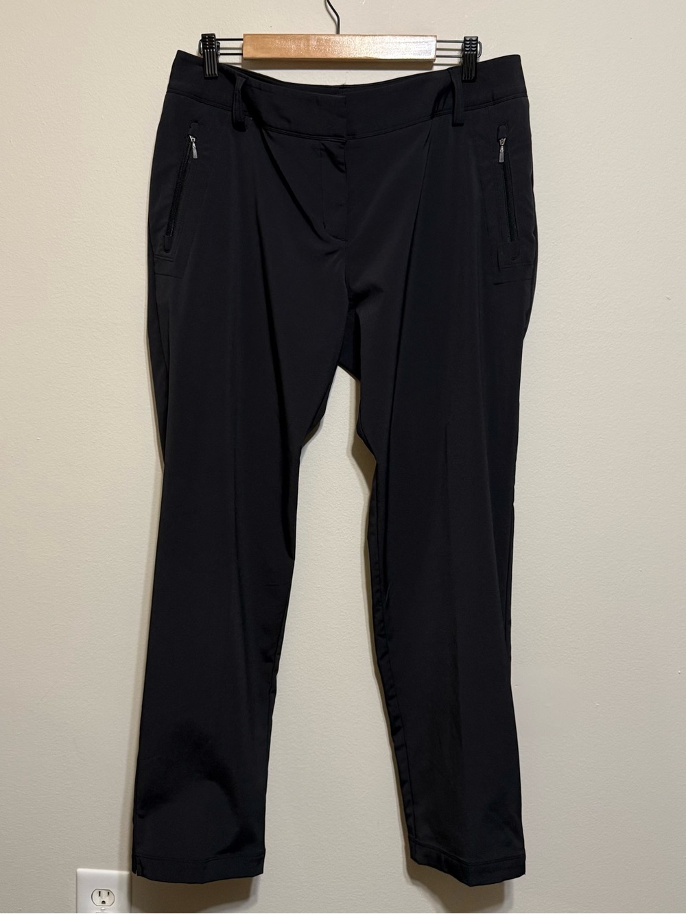 J. Crew Black Golf Pants Women Zipper Pocket Hook / Fly Closure Straight Leg 12
